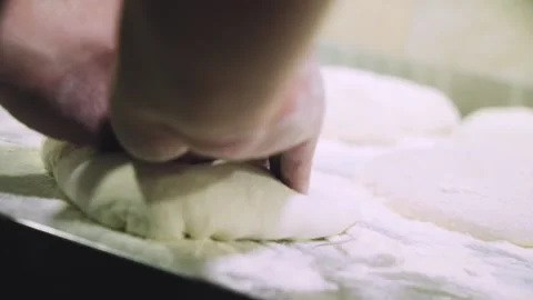 Chef preparing the dough for the pizza. Stock Footage 147704284