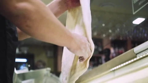 Chef preparing the dough for the pizza. Stock Footage 147704296