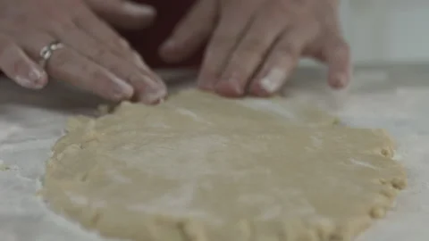 Chef Preparing Dough with Rolling Pin on Kitchen Stock Footage 160963543