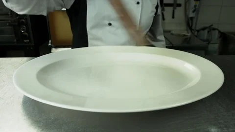 Chef preparing fish in restaurant Stock Footage 79710165