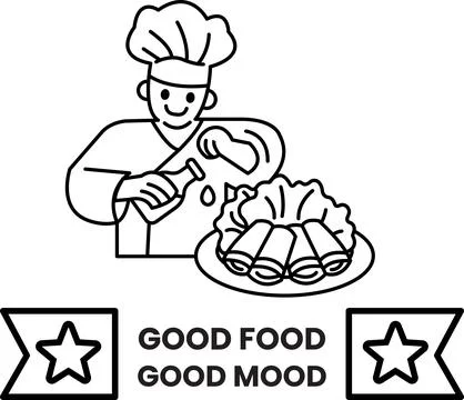 A chef is preparing food on a plate Illustrazione stock