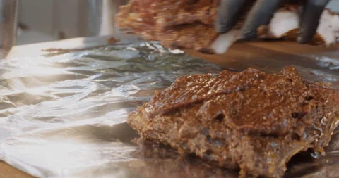 Chef preparing fresh meat for a grill, barbecue. Stock Footage 149114641