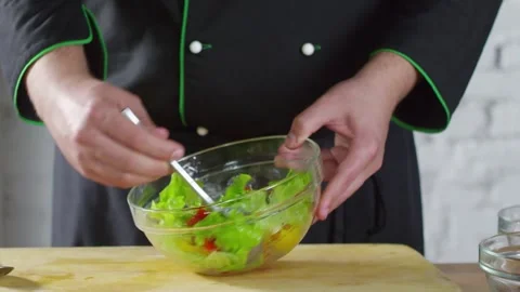 Chef preparing fresh salad. Stock Footage 305807737