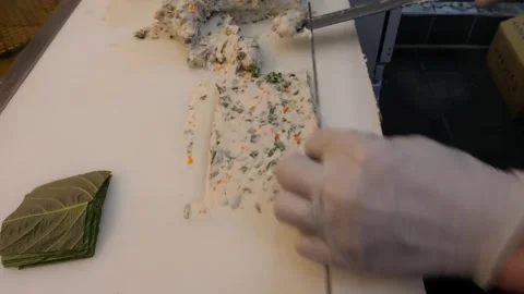 Chef Preparing Handmade Korean Fish Cake Eomuk with Fresh Vegetables Stock Footage 337374900