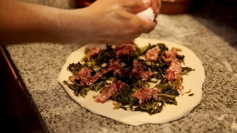 Chef Preparing a Homemade Pizza In The Kitchen 03 Stock Footage 87066731