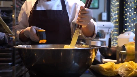 Chef preparing ingredient to make chocolate Stock Footage 122195776