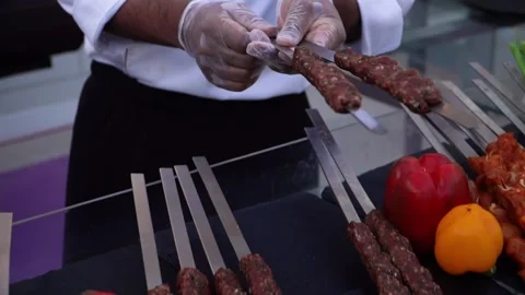 Chef Preparing Kebabs Video stock 318303168