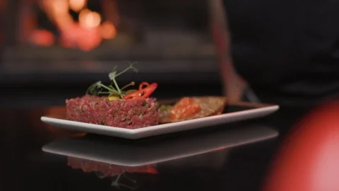 Chef preparing meal teasty for guest of restaurant culinary creative chef Stock Footage 103288970