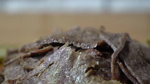 Chef is preparing meat doner. Stock Footage 150094047