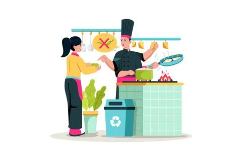 Chef preparing multiple dishes and managing kitchen staff during a busy ser.. Stock Illustration