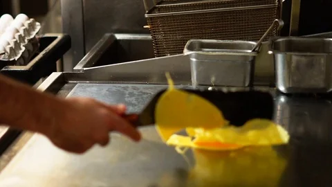Chef Preparing Omelette in Super Slow Motion Stock Footage 125338934