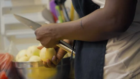 Chef Preparing Onions in Professional Kitchen Stock Footage 339642777