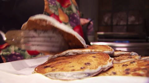 Chef preparing pancakes in kitchen Stock Footage 54593580