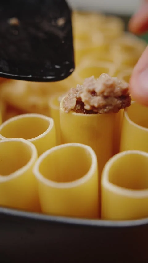 Chef Preparing Pasta with Meat Video stock 282730235