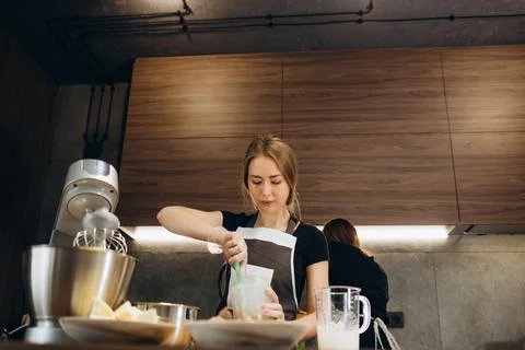 Chef preparing pastries for restaurant Stock Photos