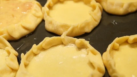 Chef preparing pies. Cooking process. Cooking pasties. Minced meat. Baking Stock Footage 99346221