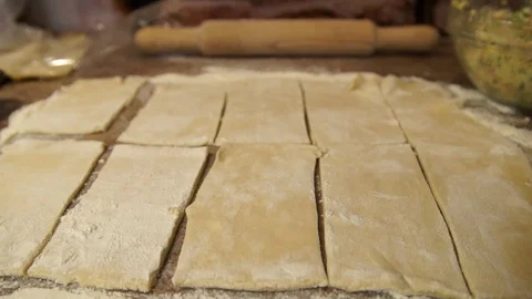 Chef preparing pies. Cooking process. Traditional food. Minced meat. Baking Stock Footage 99391513
