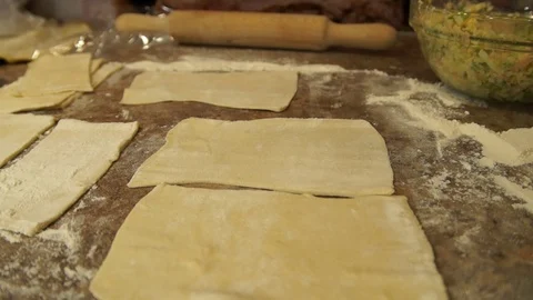 Chef preparing pies. Cooking process. Traditional food. Minced meat. Baking Stock Footage 99391563