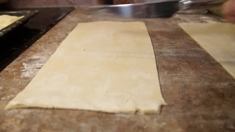 Chef preparing pies. Cooking process. Traditional food. Minced meat. Baking Stock Footage 99740682