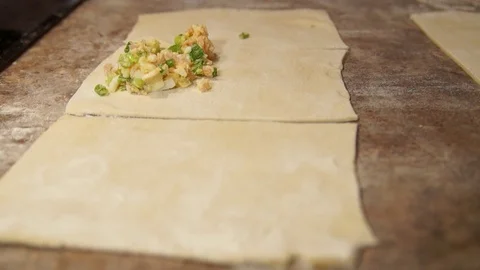 Chef preparing pies. Cooking process. Traditional food. Minced meat. Baking Stock Footage 99879785