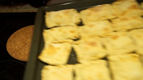 Chef preparing pies. Cooking process. Traditional food. Minced meat. Baking Stock Footage 99883038