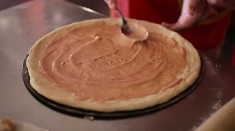 Chef preparing pizza, closeup Stock Footage 61515632