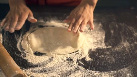 Chef preparing pizza dough. Slow Motion Video stock 74491082