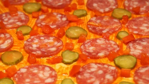 Chef preparing pizza. Making pizza. Cooking process. Cooking pizza. Tomatoes Stock Footage 98125415