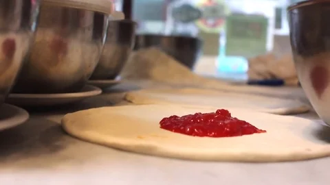 Chef preparing a pizza margherita Stock Footage 71584936