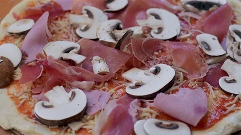 Chef preparing a pizza pizza place food Stock Footage 79270884