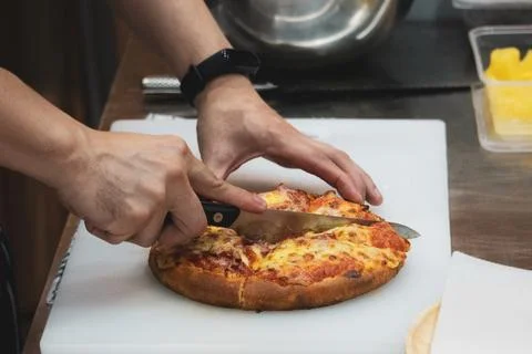 Chef preparing pizza , The process of making pizza Stock Photos