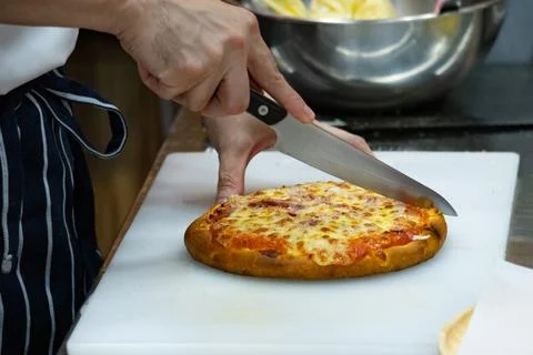 Chef preparing pizza , The process of making pizza Stock Photos