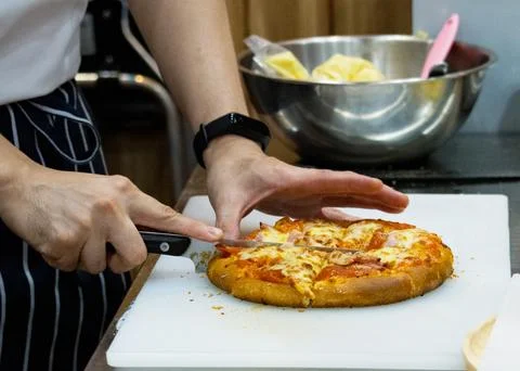 Chef preparing pizza , The process of making pizza Stock Photos