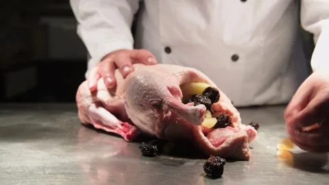 Chef Preparing Roast Duck Stock Footage 245969541