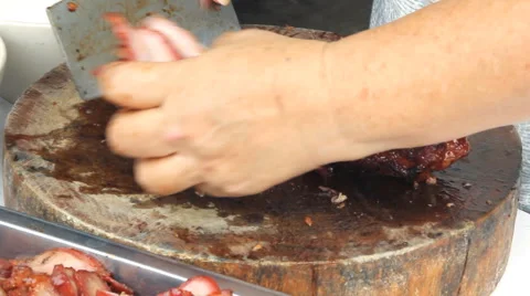 Chef preparing roast pork Video stock 67554309