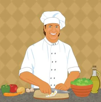 Chef Preparing Salad Stock Illustration