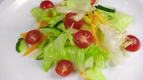 Chef preparing a salad with salmon Stock-Footage 84261055