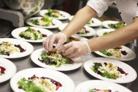 Chef Preparing Salads Stock Photos
