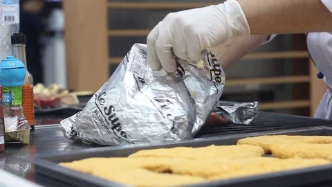 Chef preparing salmon Stock Footage 73425940