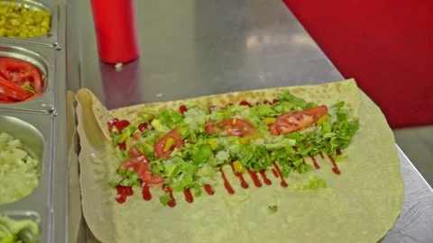Chef preparing shawarma Stock Footage 188465143