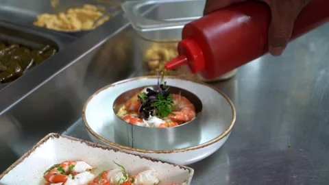 Chef Preparing Shrimp Dish Stock Footage 318310199