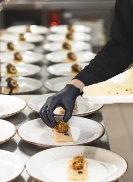 Chef preparing starter dishes Stock Photos