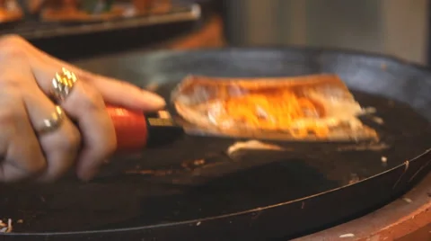 Chef preparing Thai crepe Stock Footage 60114323