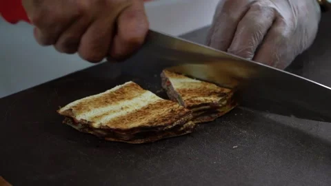 Chef Preparing Toasted Sandwich Stock Footage 318310183