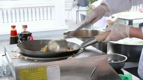 Chef prepering chinese food Stock Footage 80996823