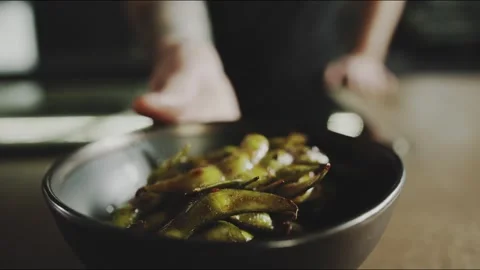 Chef Prepping Green Grapes with Kitchen. Stock Footage 305808102