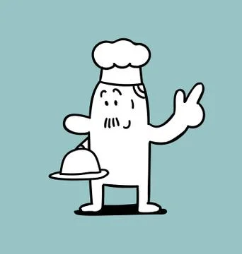 Chef in presentation pose, Simple man, Vector illustration. Иллюстрация