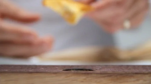 Chef Presenting Finished Dish over Table Stock Footage 110478824
