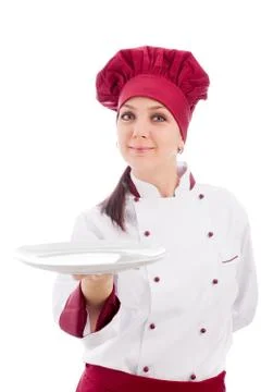 Chef presenting her dish Stock Photos