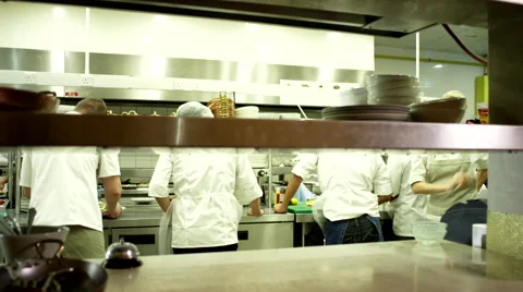 Chef pressing service bell on kitchen counter. Stock Footage 64119447